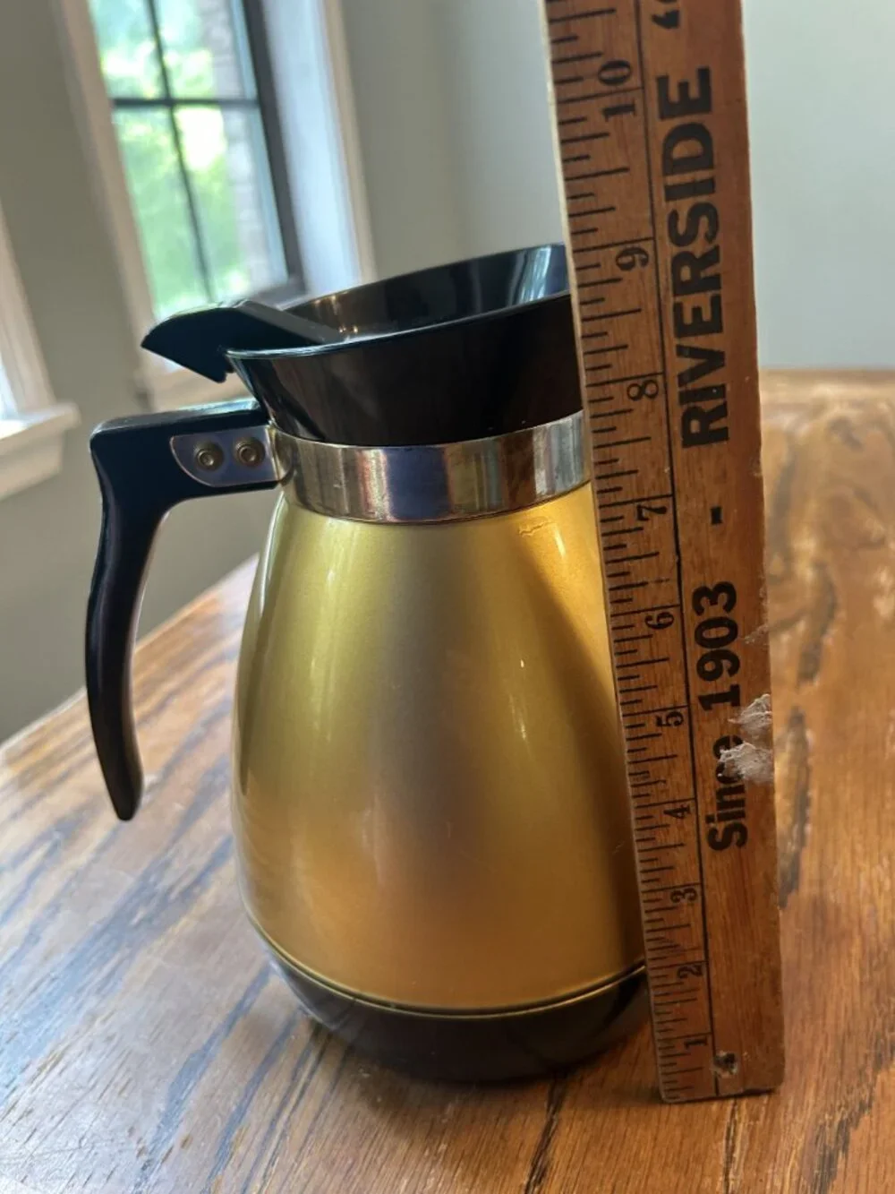 Vintage West Bend Gold & Black Thermo-Serv Insulated Carafe With Lid 8